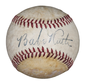 Babe Ruth Single Signed OAL Harridge Baseball (Beckett)